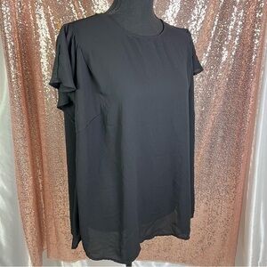 Torrid Black Flutter Sleeve Top Size Large